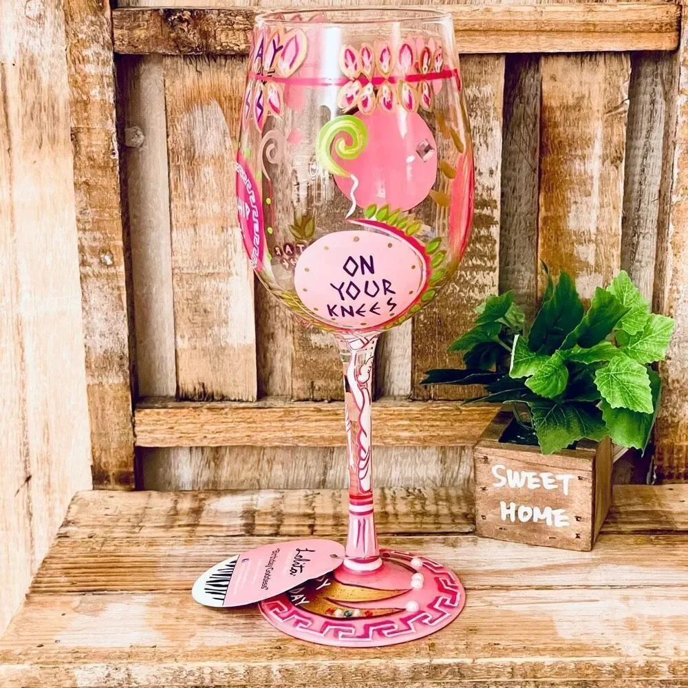 NWT Gorgeous Lolita Collector's 13 oz Birthday Goddess Pink Wine Stem Wine Glass